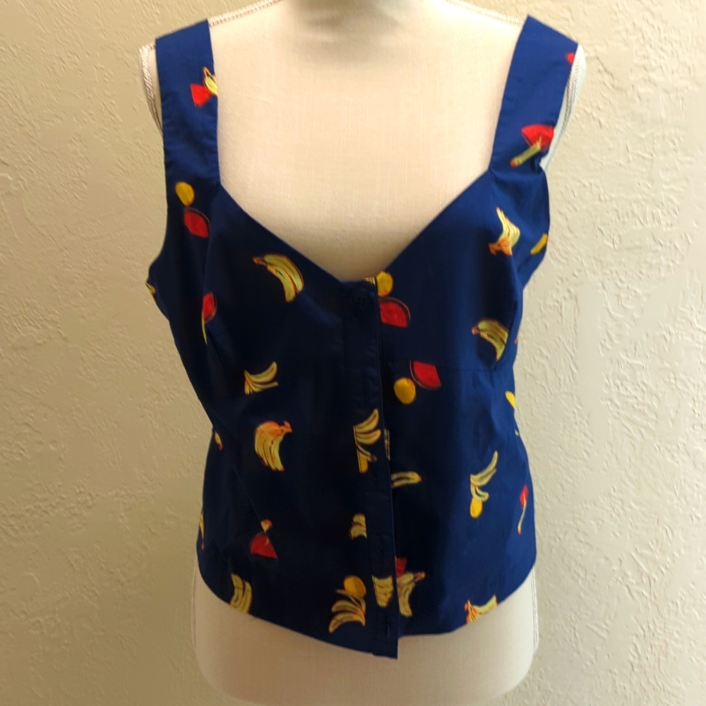 Modcloth Navy Fruit vest